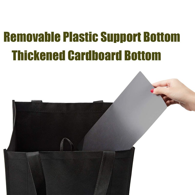 NERUB 10 Pack Reusable Reinforced Handle Grocery Bags - Heavy Duty Large Shopping Totes with Thick Plastic Bottom can hold 40 lbs - Image 4